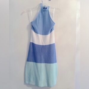 NWT Sabo Skirt Blue and White Striped Halter Dress